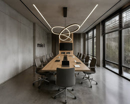Industrial-Modern Conference Room with Sculptural Flair and Focused Utility