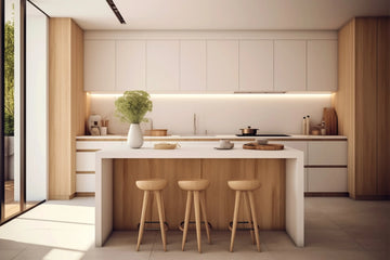 Scandinavian Island Kitchen in Arctic White & Natural Oak