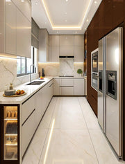 Modern Luxe U-Shaped Kitchen in Soft Cream & Mocha