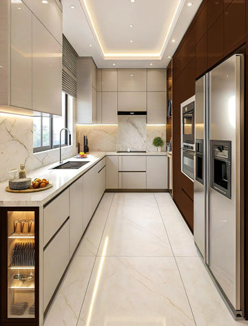 Modern Luxe U-Shaped Kitchen in Soft Cream & Mocha