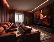 Premium Velvet-Toned Home Theatre Room with   Warm Ambient Glow