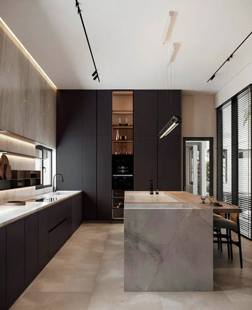 Premium Contemporary Island Kitchen-Smoked Maple Accents