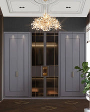 Neo-Classical Luxury Swing Wardrobe with Mirrored Centerpiece