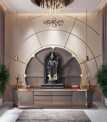 Luxurious Arched Mandir with Lord Ram Idol
