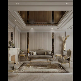 Premium Neo-Classical Double-Height False Ceiling Design.