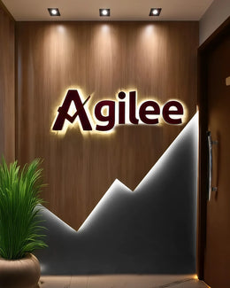 Dynamic Corporate Branding Wall with Illuminated Identity and Growth-Inspired Geometry