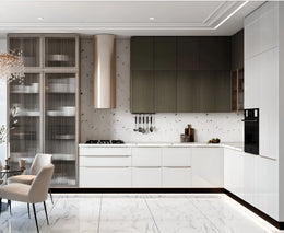 L-Shaped Kitchen with Full Wall Storage