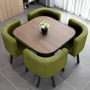 Modern 4-Seater Dining Set with Upholstered Armchairs
