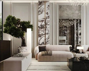 Ultra-Luxe Contemporary Living Room with Sculptural Lighting & Minimalist Zen Accents