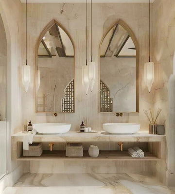 Heritage Serenity Washroom – Moroccan Minimalist Fusion