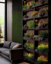 Modern Biophilic Lounge with Vertical Garden Accents