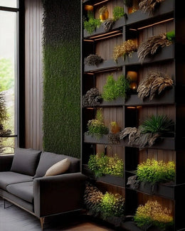Modern Biophilic Lounge with Vertical Garden Accents