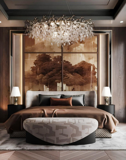 Luxe Oriental Forest-Inspired Bedroom