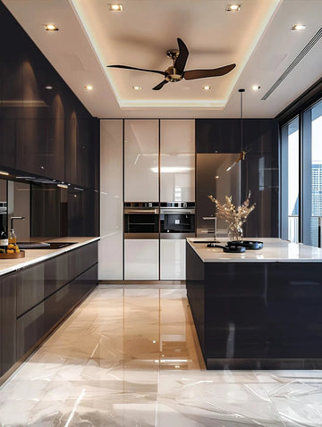 Sleek Contemporary Parallel Kitchen with Central Island