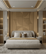 Modern Luxe Serenity: A Contemporary Wooden Bedroom Oasis