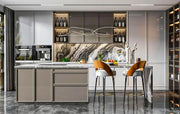 Contemporary Luxe Island Kitchen with Artistic Detailing