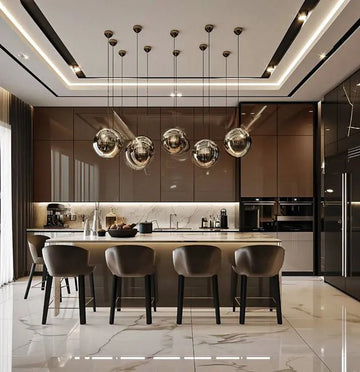 Ultra-Modern Luxe Island Kitchen in Mocha & Oyster