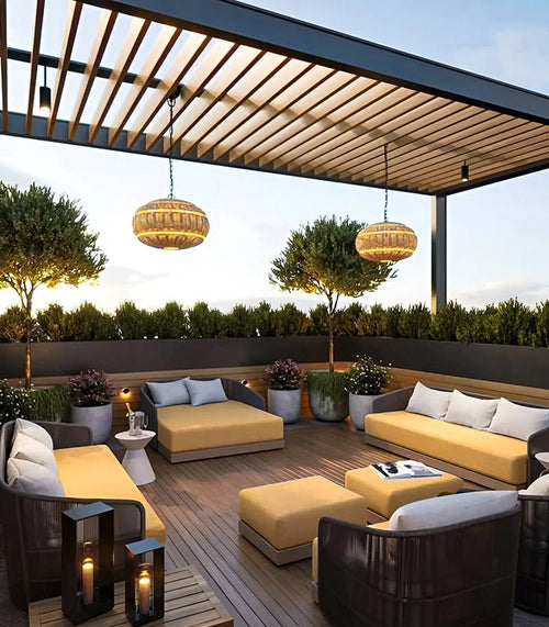 Contemporary Rooftop Lounge with Mediterranean Warmth