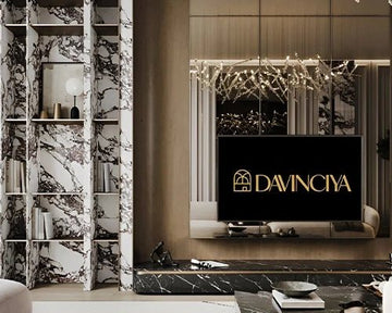 Ultra-Modern Luxury Media Wall with Monochrome Marble Library & Mirrored Accents