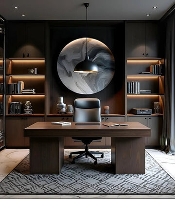 Sophisticated Dark-Toned Office Space & Home Office Interior