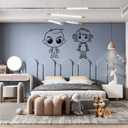 Playful Kids Bedroom Design With Cartoon Wall Art