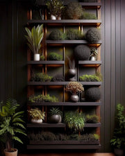 Sculpted Green Wall with Modern Planter Display