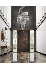 Minimalist Foyer Design with Textured Black Wall and Floating Console
