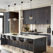 Charcoal Matte & Ivory Quartz Island Kitchen