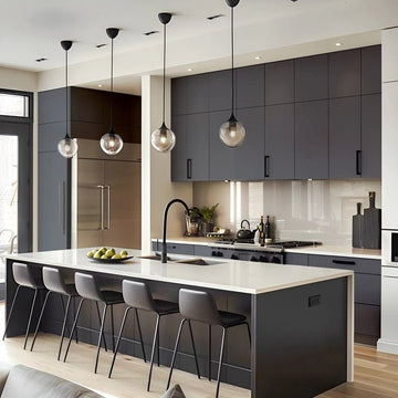 Charcoal Matte & Ivory Quartz Island Kitchen