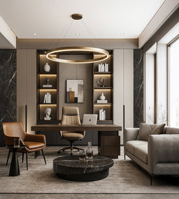 Modern Luxe Office with Bold Geometry and Minimalist Style