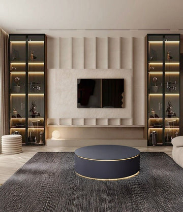 Premium Modern Living Room Design with Marble Wall and Artistic Lighting