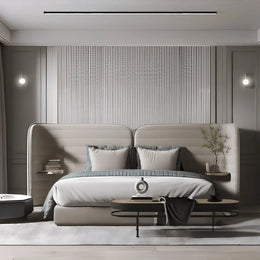 Modern Minimalist Kids Room with Sculptural Headboard