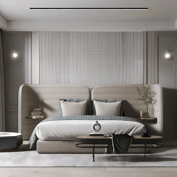Modern Minimalist Kids Room with Sculptural Headboard