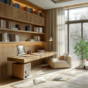 Earthy Oak & Beige Modern Study Room with Lounge Comfort