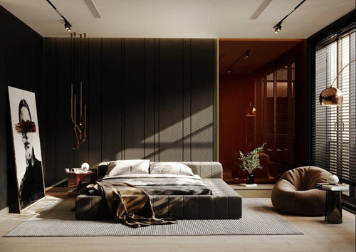 Bedroom with Minimalist Elegance and Artistic Touches