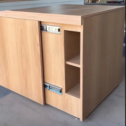 Compact Wooden Storage Unit with Telescopic Pull-Out and Open Shelf