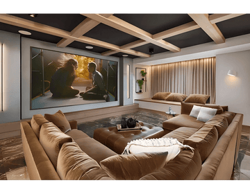 Contemporary Luxe Home Theatre with Lounge-Style Comfort