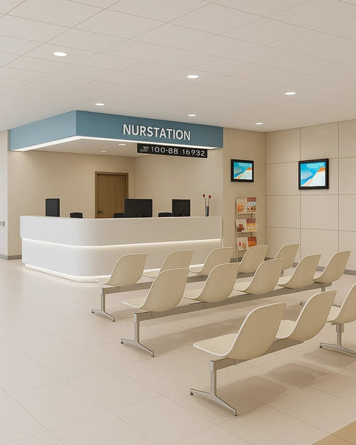 Streamlined Nurse Station & Patient Waiting Zone in a Clinical Setting