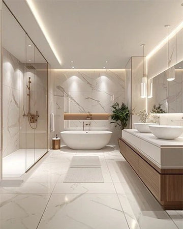 Serenity in Marble: A Luxe Modern Bathroom Sanctuary