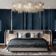 A Modern Glam Bedroom in Navy and Gold
