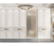 Classic White Panel Wardrobe with Fluted Accents & Textured Glass
