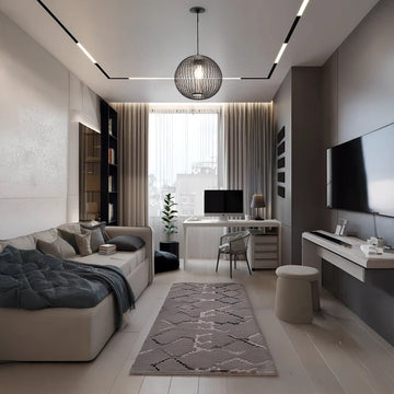 Monochrome Luxe Study Room with Lounge & Music Zone