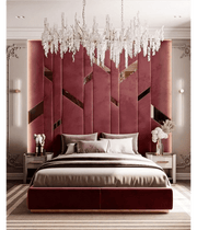 Velvet Luxe: A Bedroom Framed in Jewel Tones and Crystal