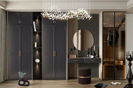 Contemporary Luxe Swing Wardrobe with Vanity and Glass Accent