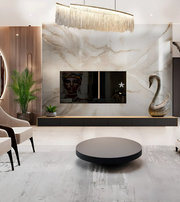 Premium Modern Living Room Design with Marble Wall and Artistic Lightings