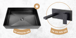 Square Wash Basin with Faucet (Wall Mount)