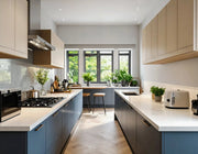 Contemporary European Parallel Kitchen with Bar Seating