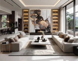 Art Fusion Luxury Living Room with Backlit Marble Wall Living Room Details