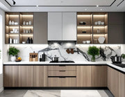 L-Shaped Kitchen with Full Wall Display