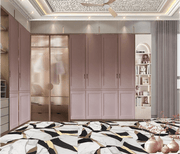 Door Pastel Pink Swing Wardrobe with Arched Display and Fluted Glass Section